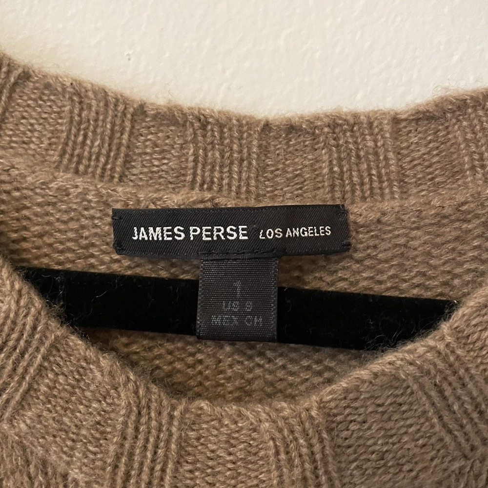 James Perse 100% Cashmere Poncho Sweater Tan Size S Oversized Quiet Luxury READ - Picture 3 of 10